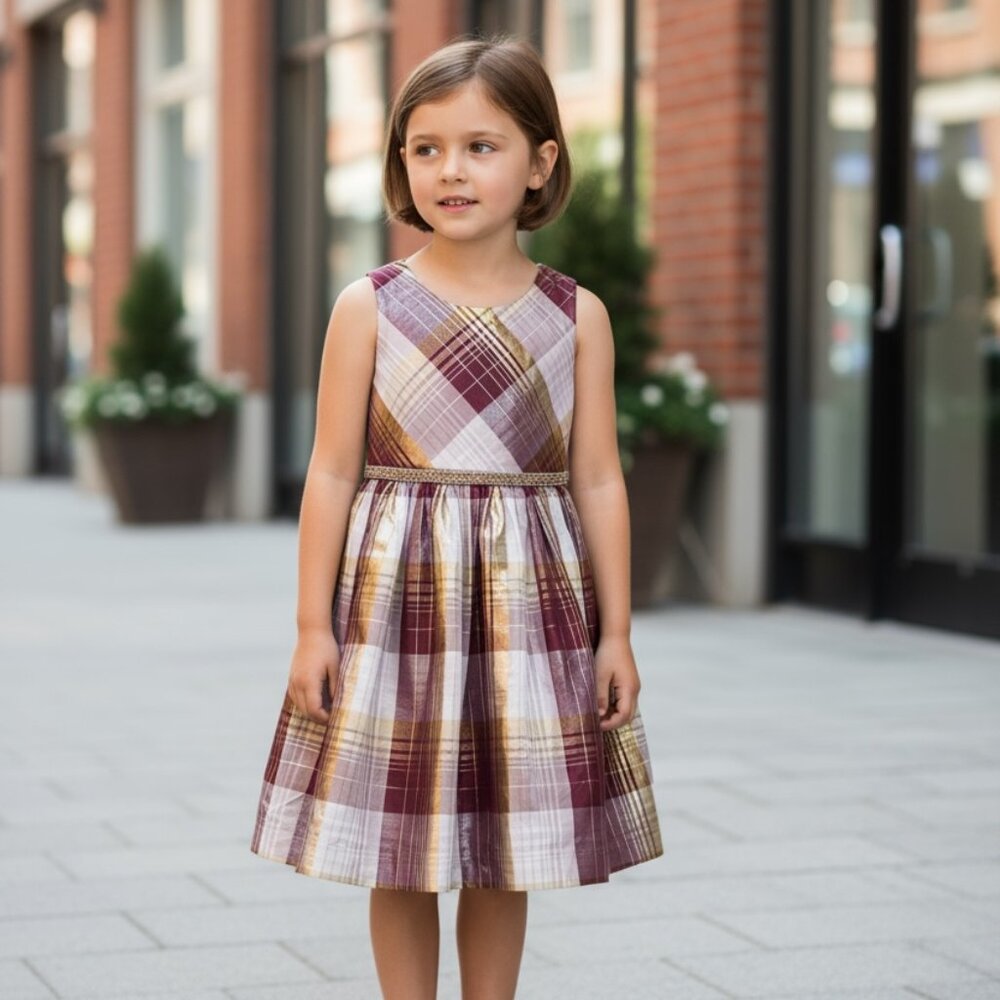 Party Formal Holiday Girls Gold Red Pink Christmas Dress Bonnie Jean Shimmer‎ 10